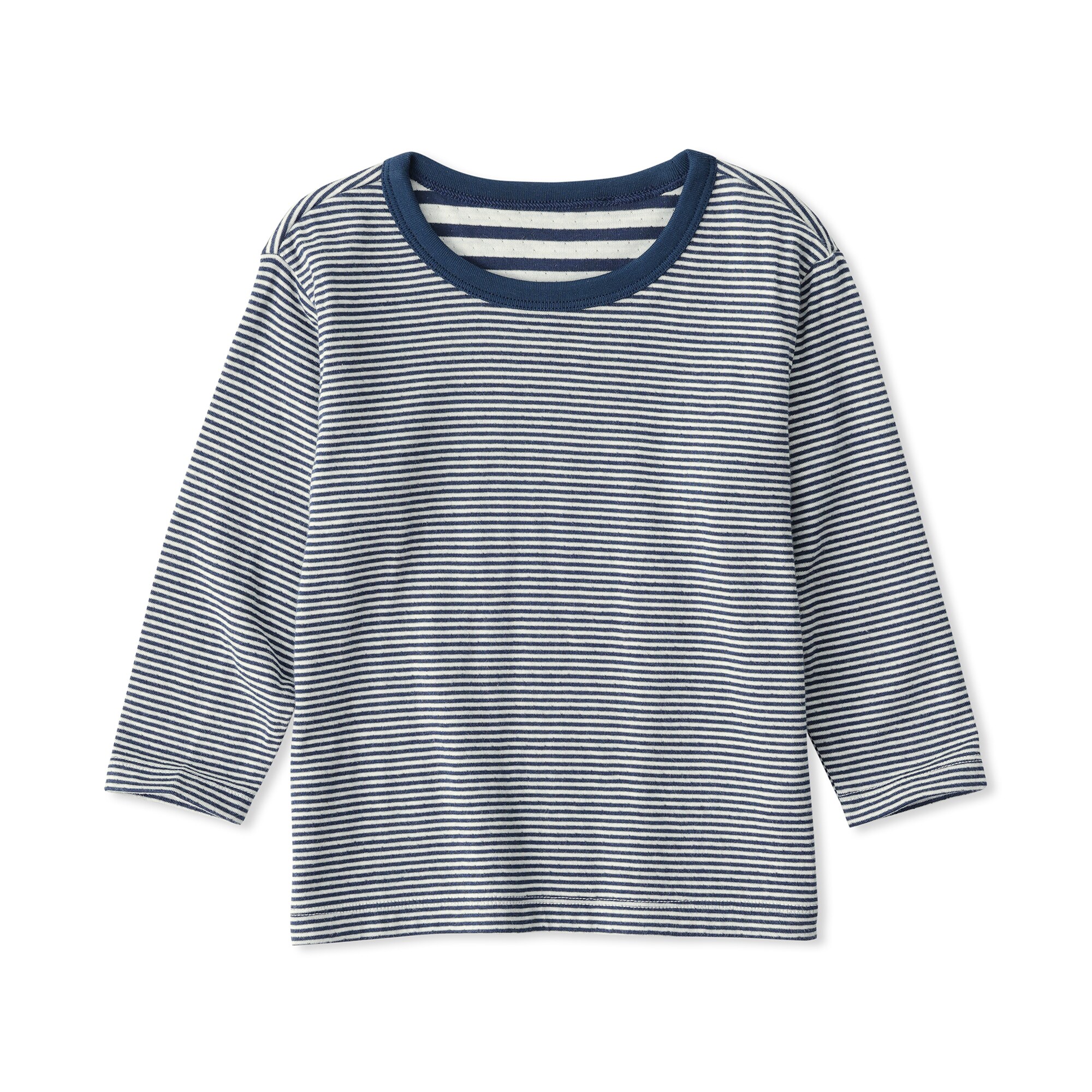 ベビー　あたまするっと　接結編みクルーネック長袖Ｔシャツ