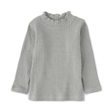 ベビー　ストレッチジャカード編みハイネック長袖Ｔシャツ