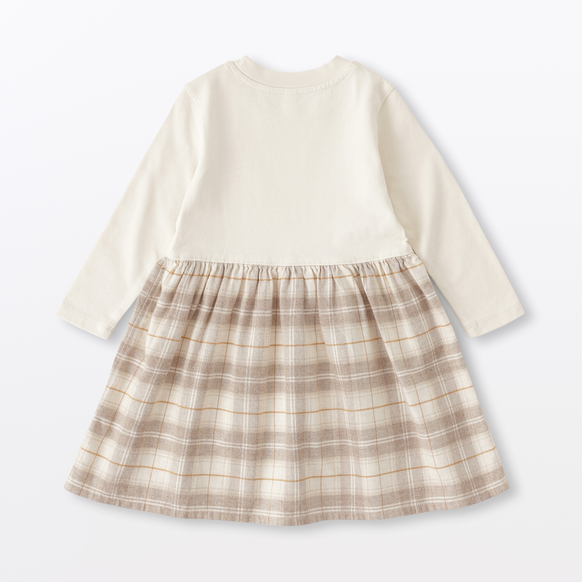 ベビー　両面起毛フランネルプルオーバー長袖ワンピース