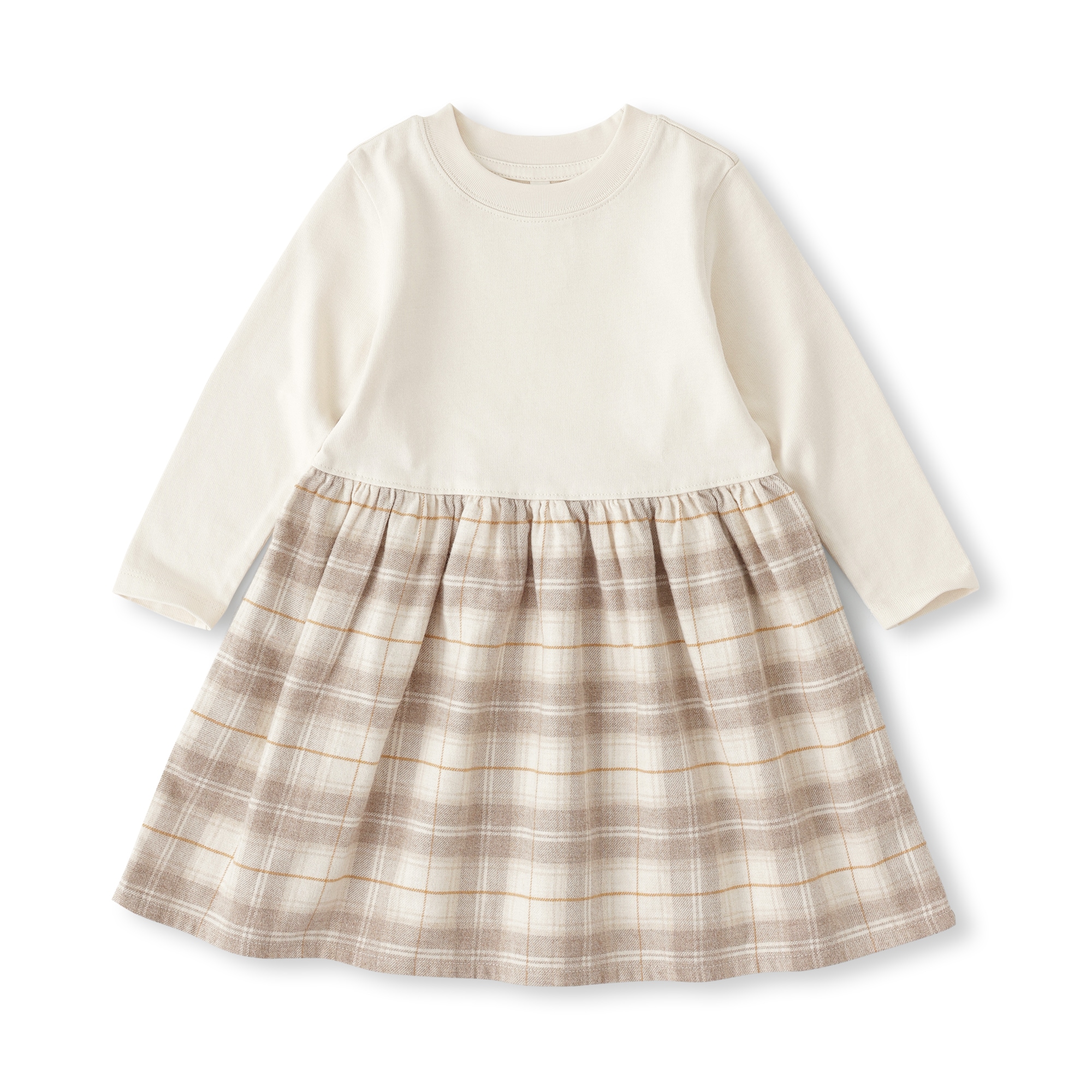 ベビー　両面起毛フランネルプルオーバー長袖ワンピース