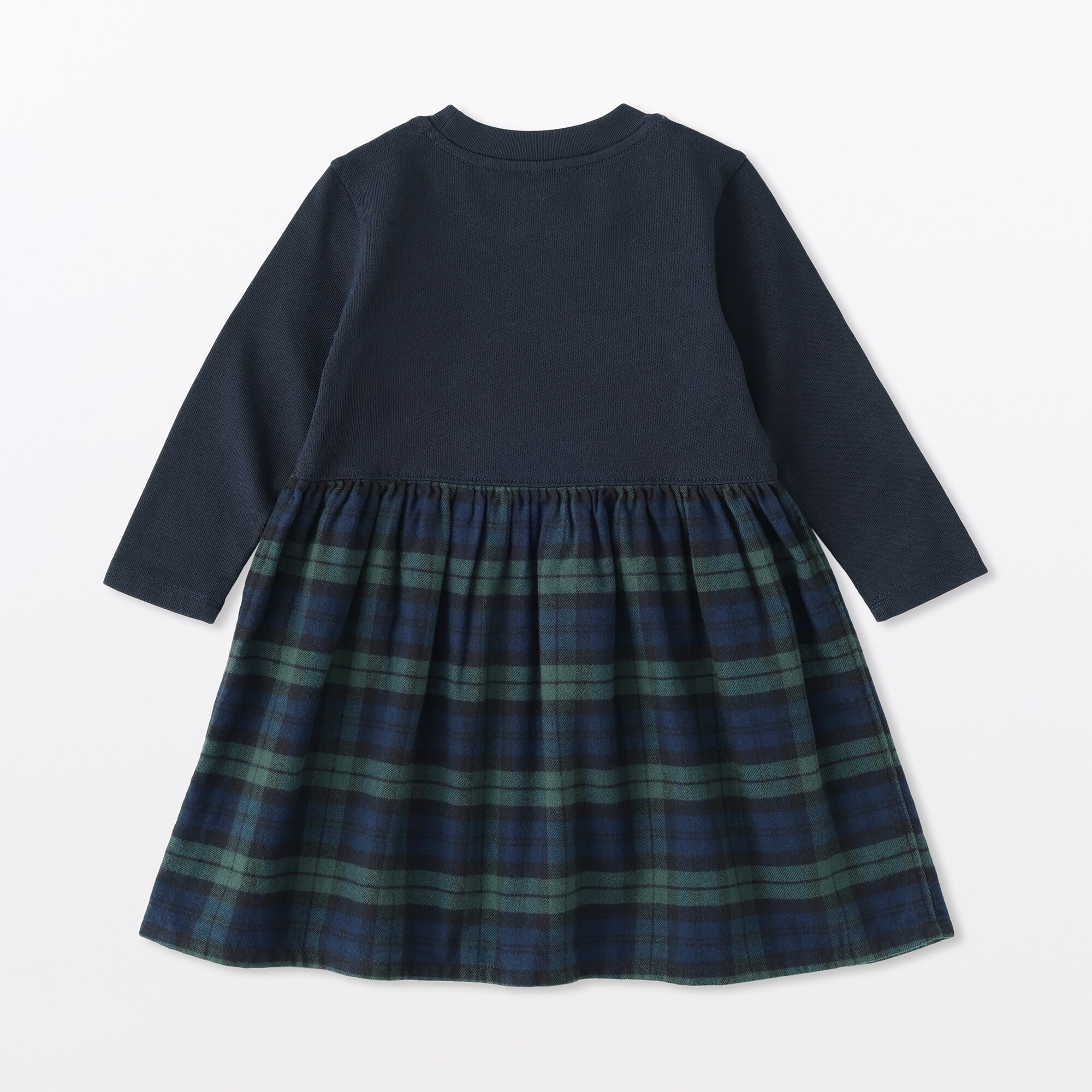 ベビー　両面起毛フランネルプルオーバー長袖ワンピース