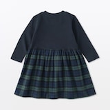 ベビー　両面起毛フランネルプルオーバー長袖ワンピース