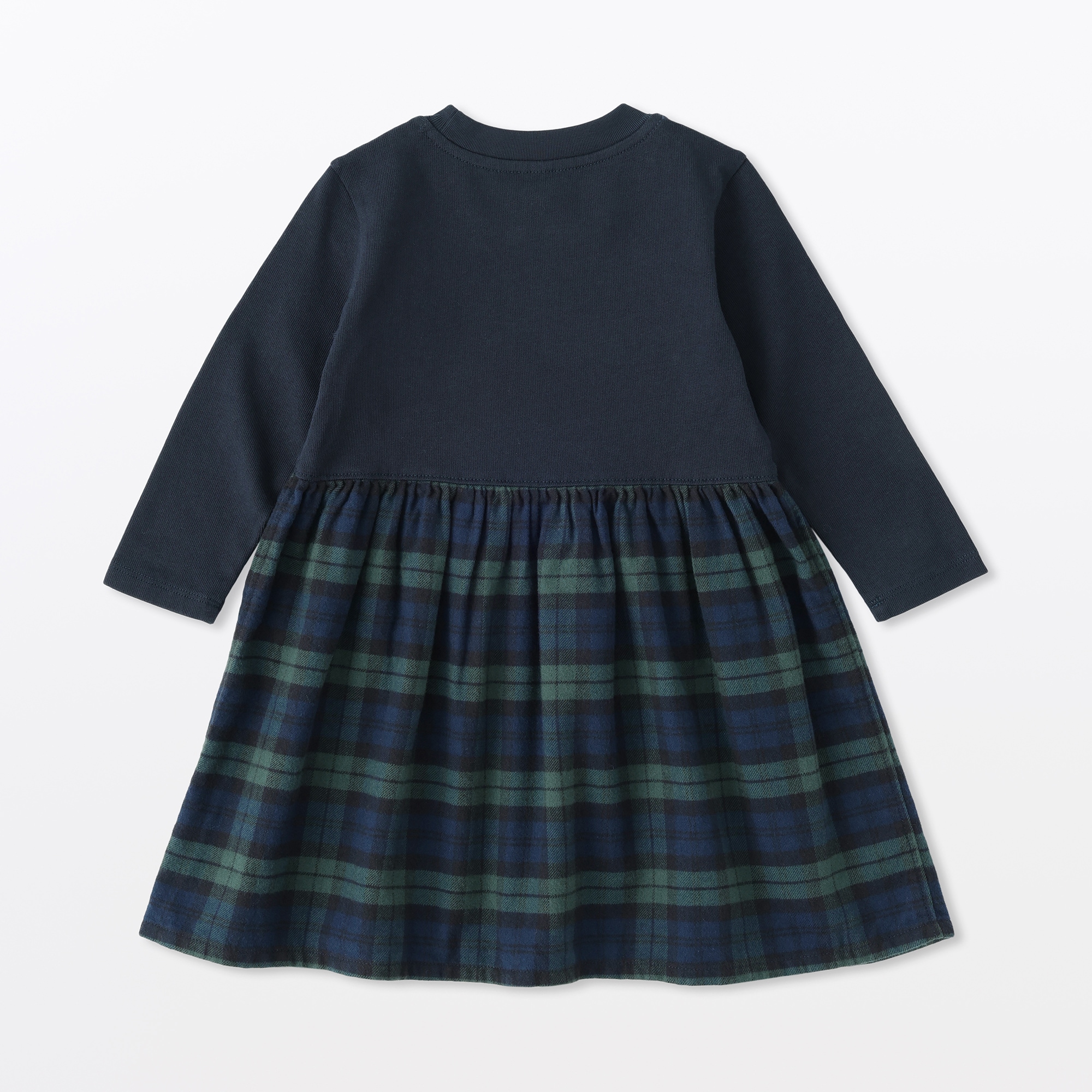 ベビー　両面起毛フランネルプルオーバー長袖ワンピース