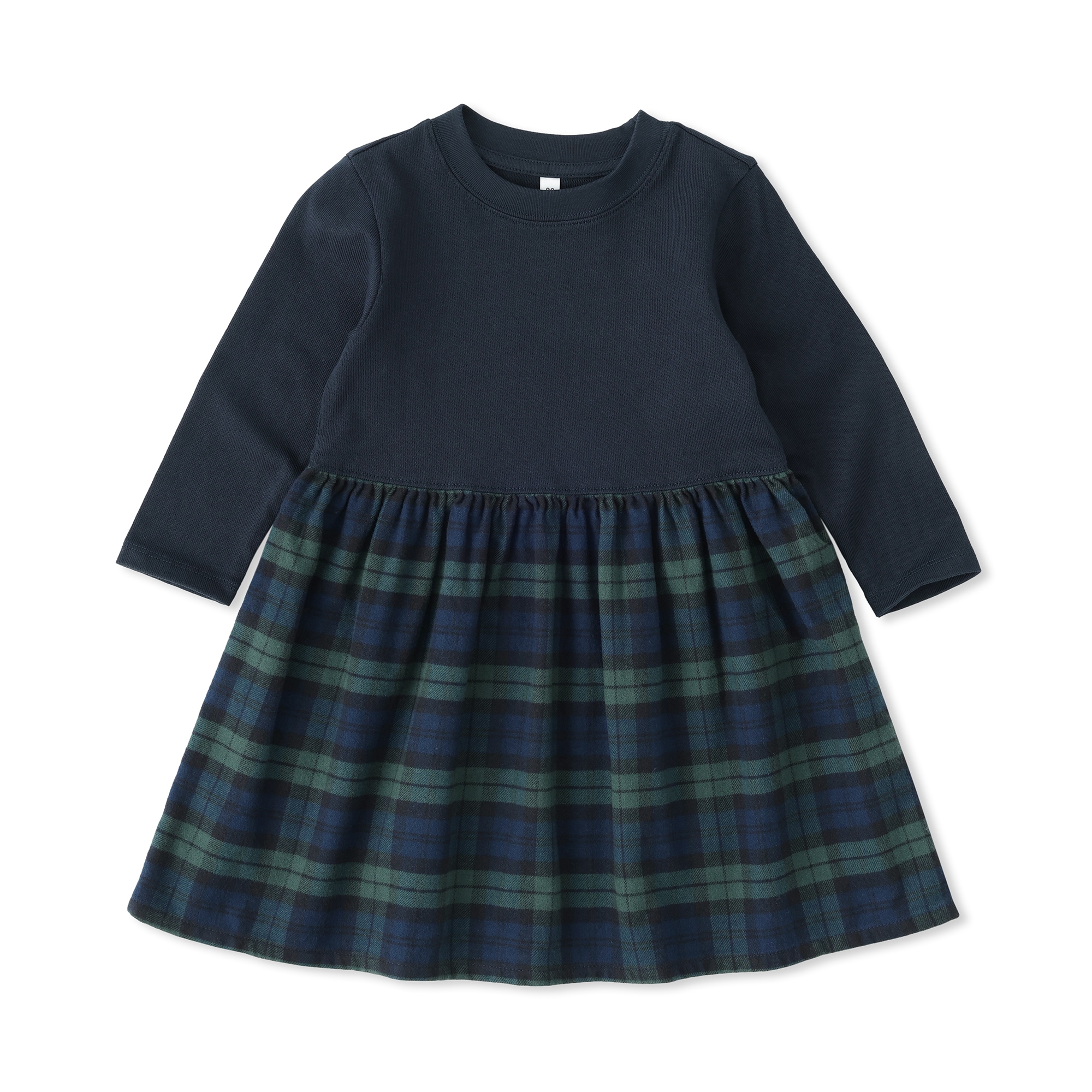 ベビー　両面起毛フランネルプルオーバー長袖ワンピース