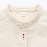 ベビー　二重ガーゼスタンドカラー長袖シャツ