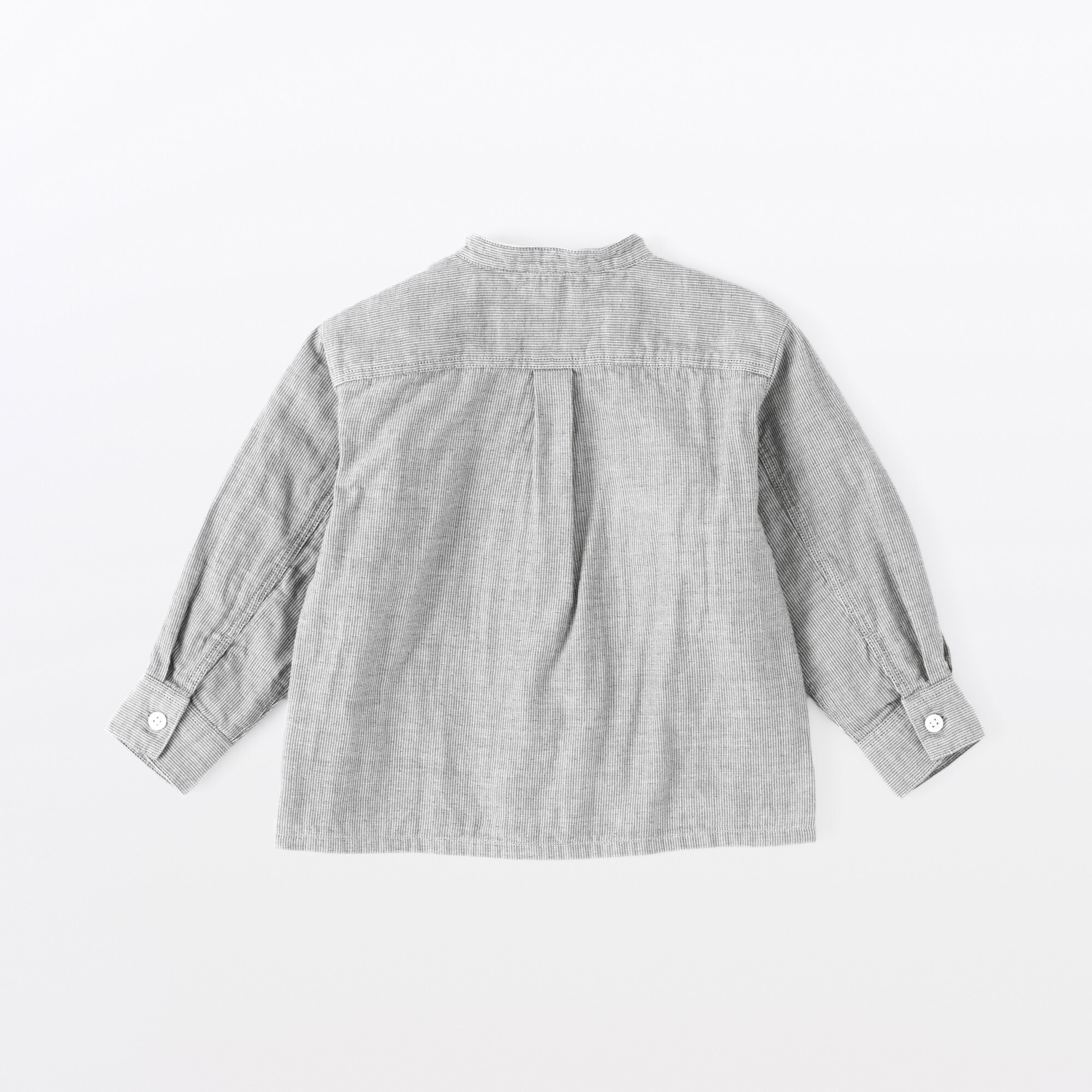 ベビー　二重ガーゼスタンドカラー長袖シャツ