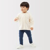 ベビー　二重ガーゼスタンドカラー長袖シャツ