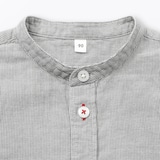 ベビー　二重ガーゼスタンドカラー長袖シャツ