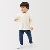 ベビー　二重ガーゼスタンドカラー長袖シャツ