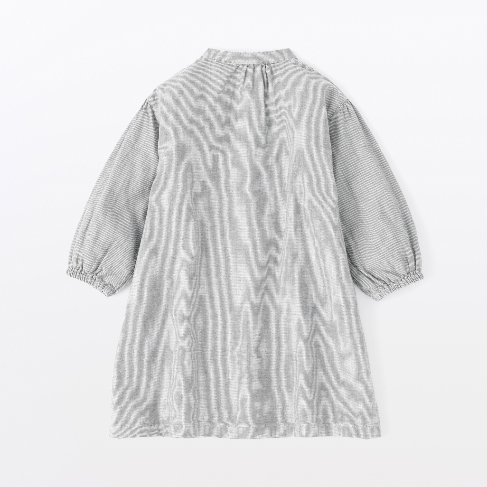 ベビー　二重ガーゼスタンドカラー長袖ワンピース