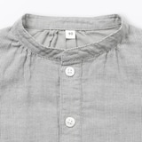 ベビー　二重ガーゼスタンドカラー長袖ワンピース