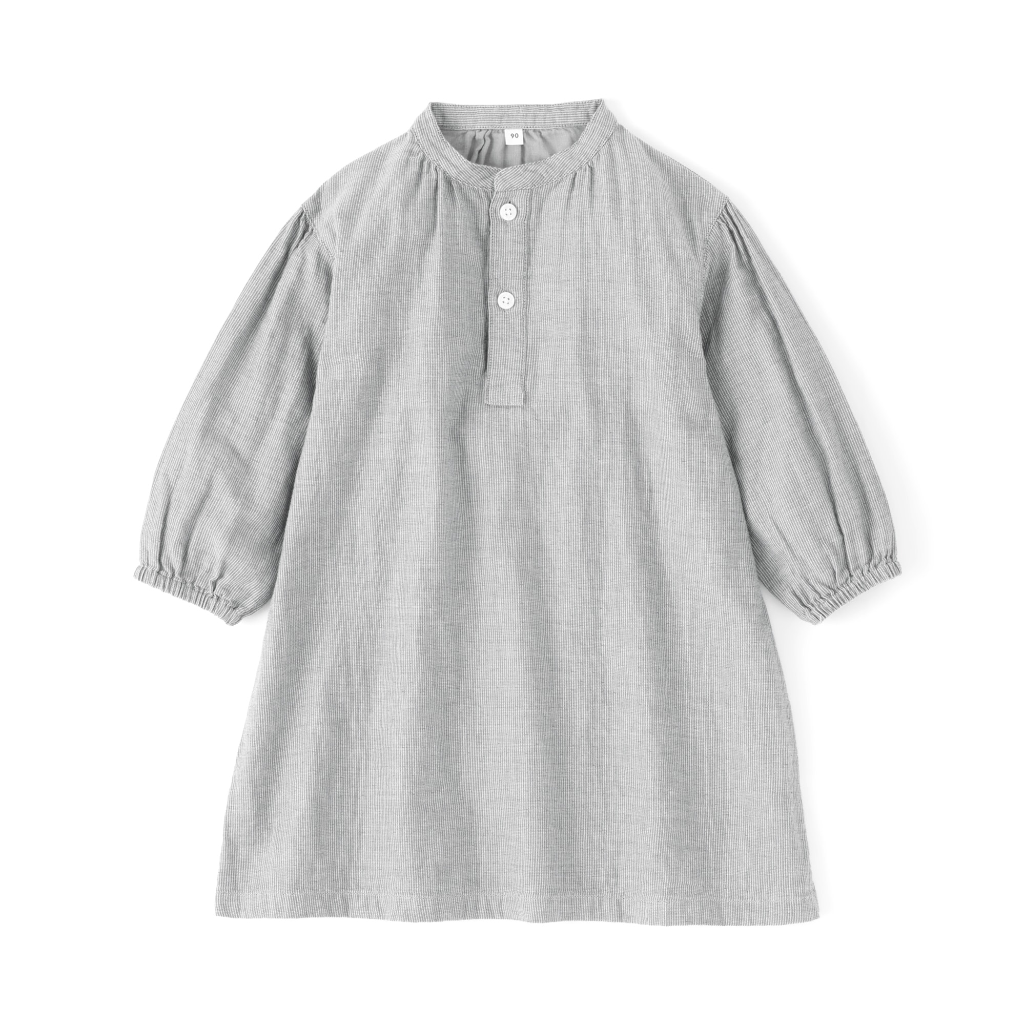 ベビー 二重ガーゼスタンドカラー長袖ワンピース | 無印良品