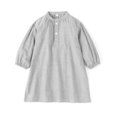 ベビー　二重ガーゼスタンドカラー長袖ワンピース