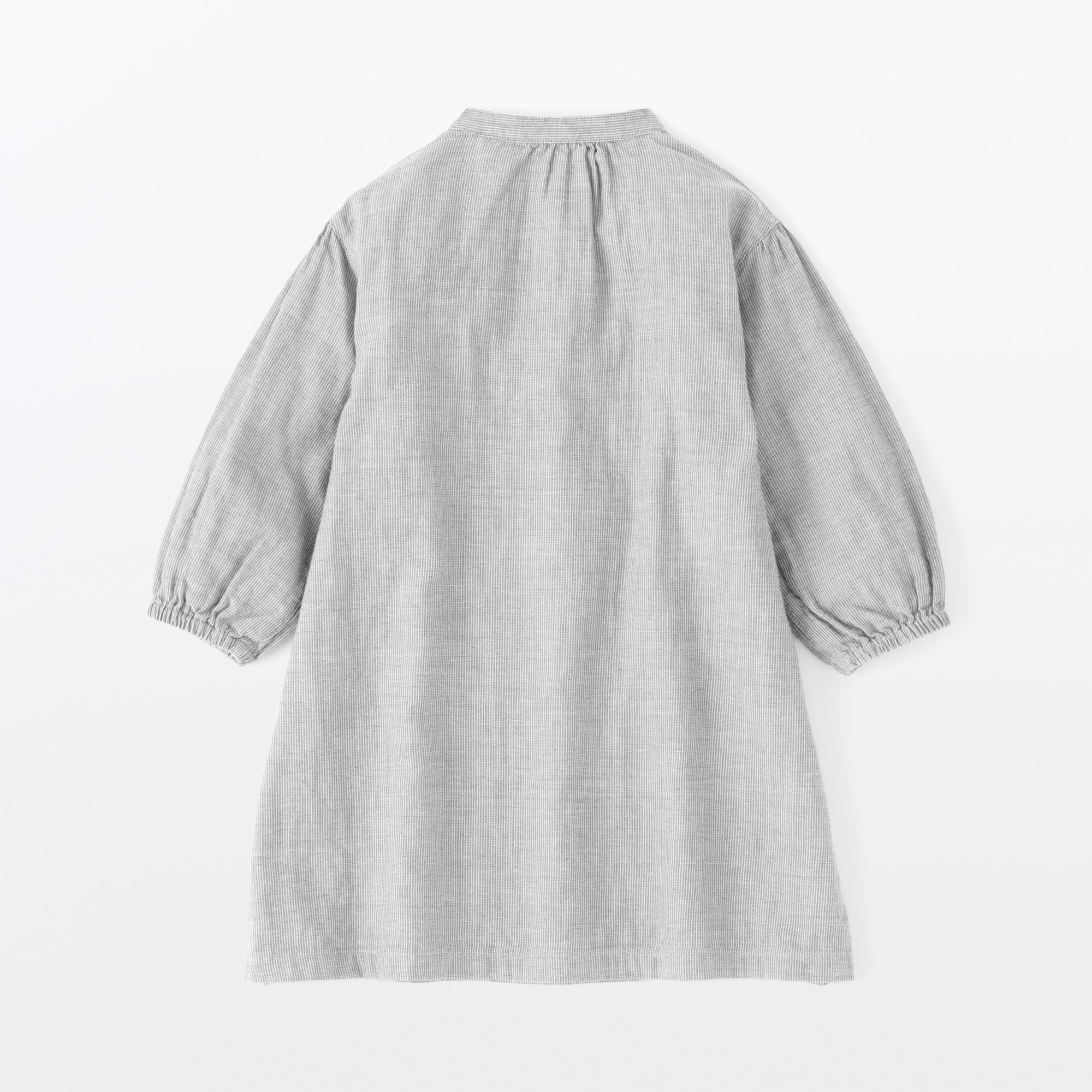 ベビー　二重ガーゼスタンドカラー長袖ワンピース