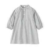 ベビー　二重ガーゼスタンドカラー長袖ワンピース