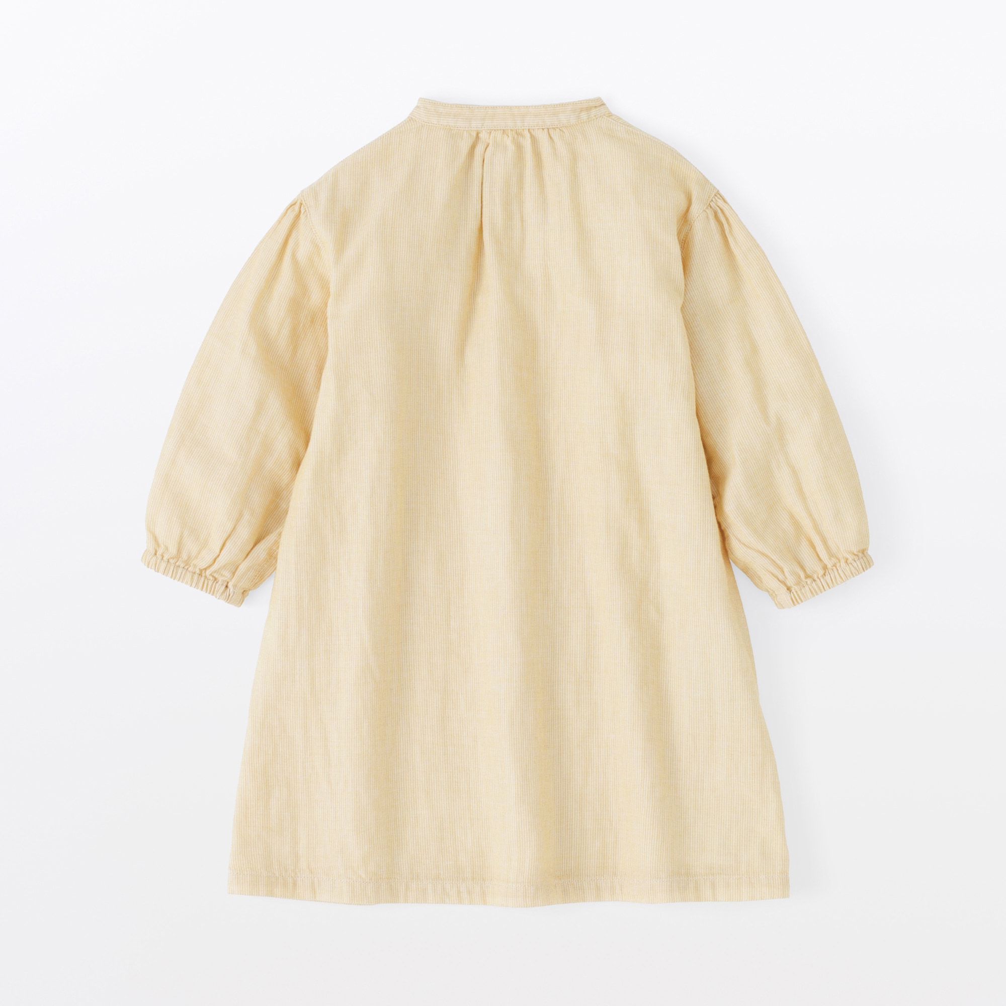 ベビー　二重ガーゼスタンドカラー長袖ワンピース