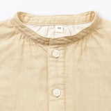 ベビー　二重ガーゼスタンドカラー長袖ワンピース