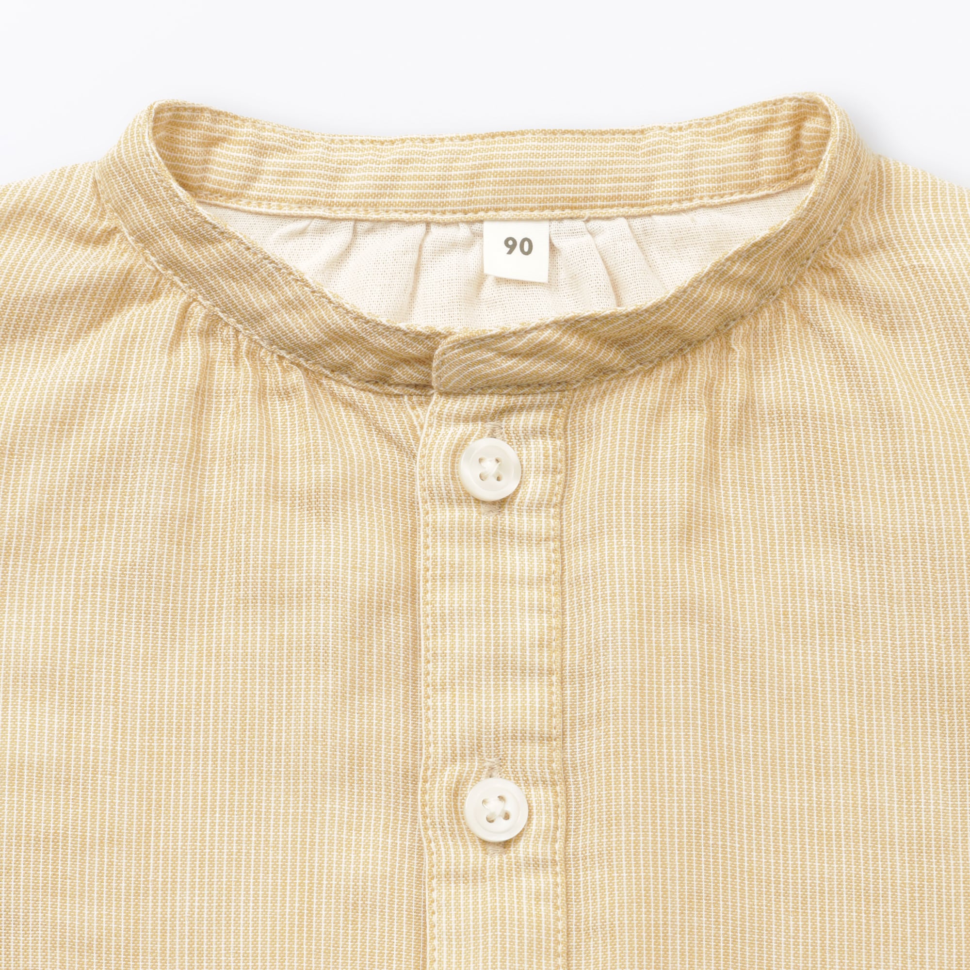 ベビー　二重ガーゼスタンドカラー長袖ワンピース