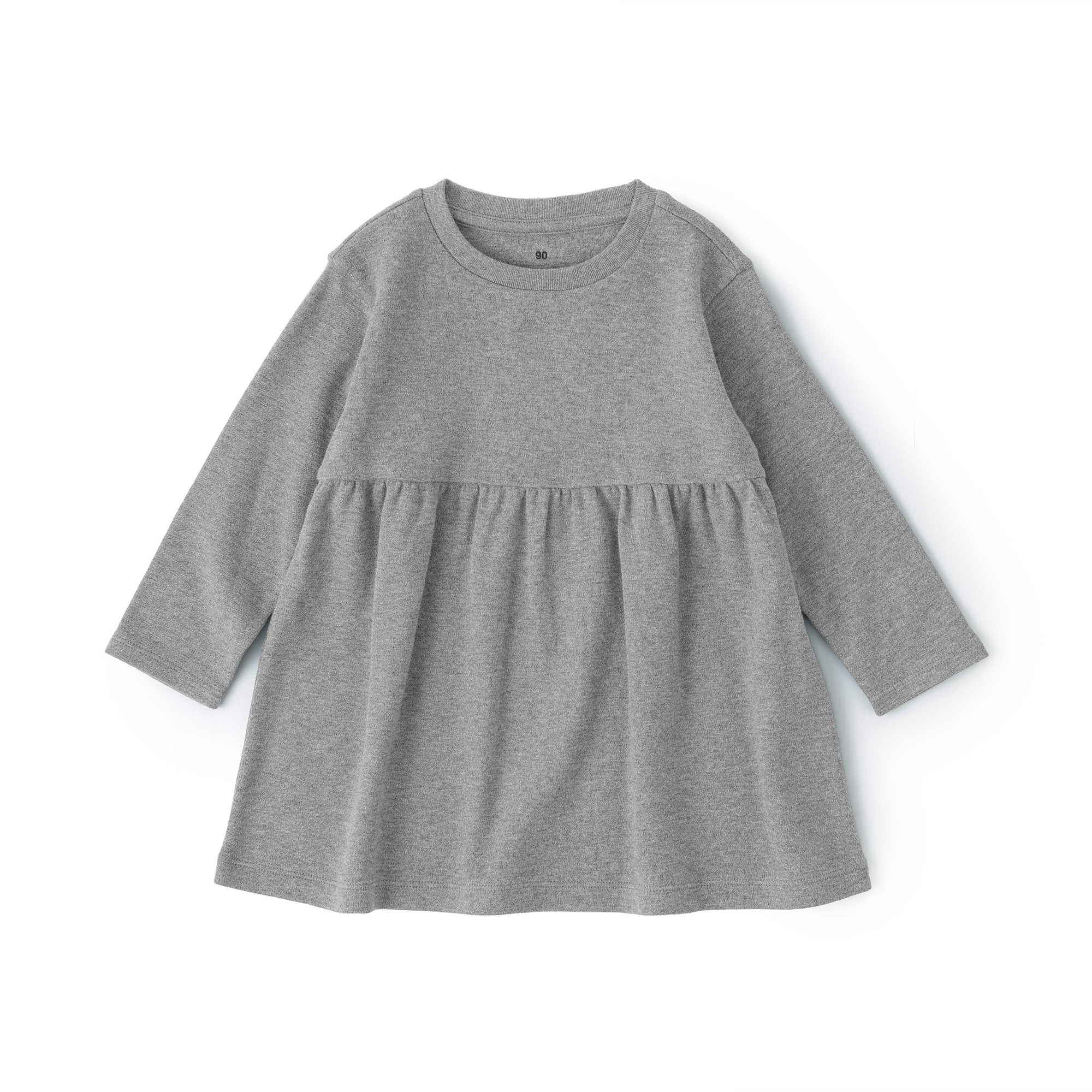 ベビー　あたまするっと　両面起毛クルーネック長袖チュニック