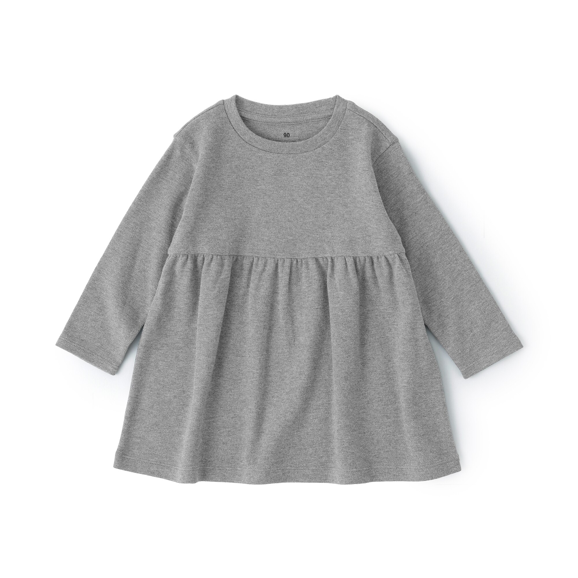 ベビー　あたまするっと　両面起毛クルーネック長袖チュニック