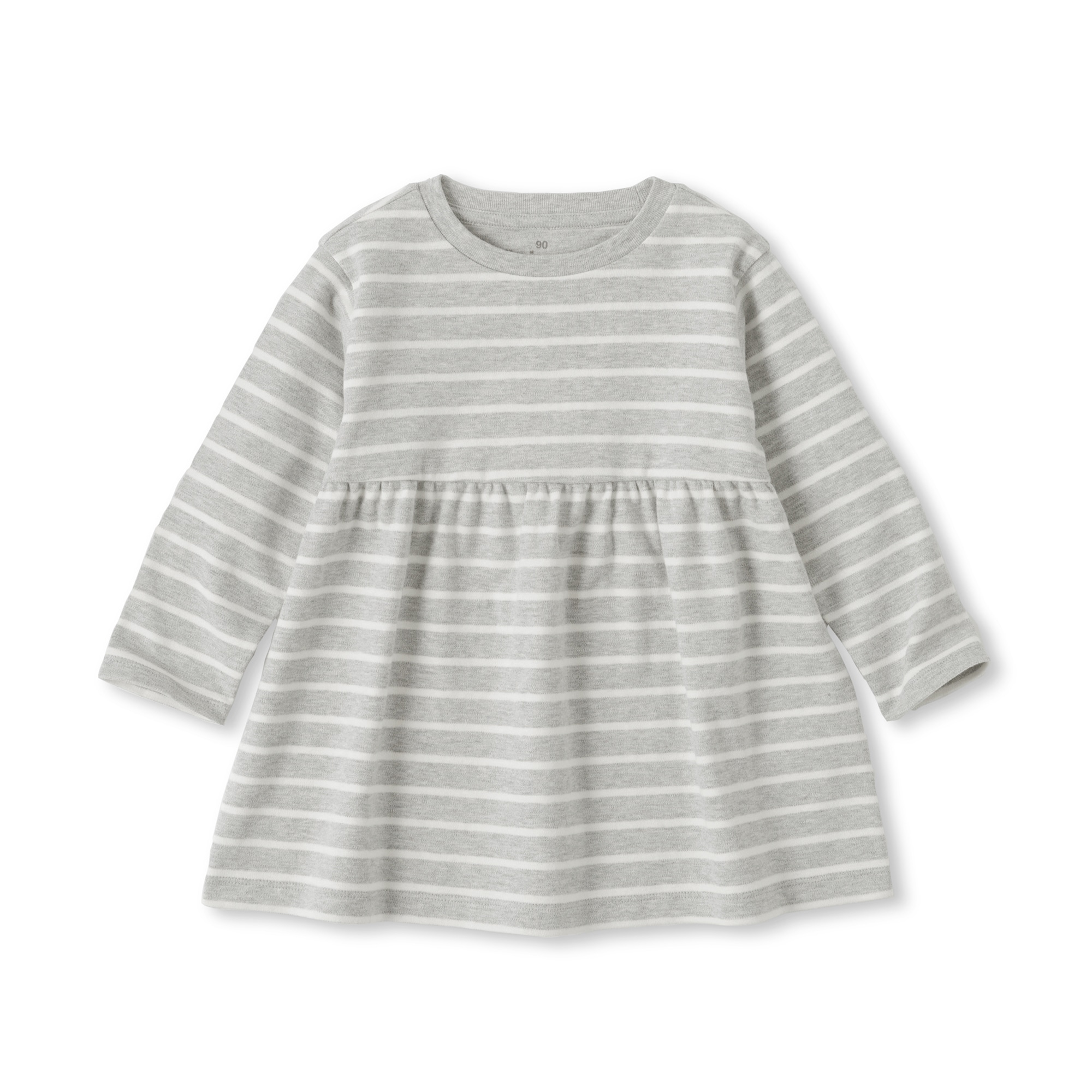 ベビー　あたまするっと　両面起毛クルーネック長袖チュニック