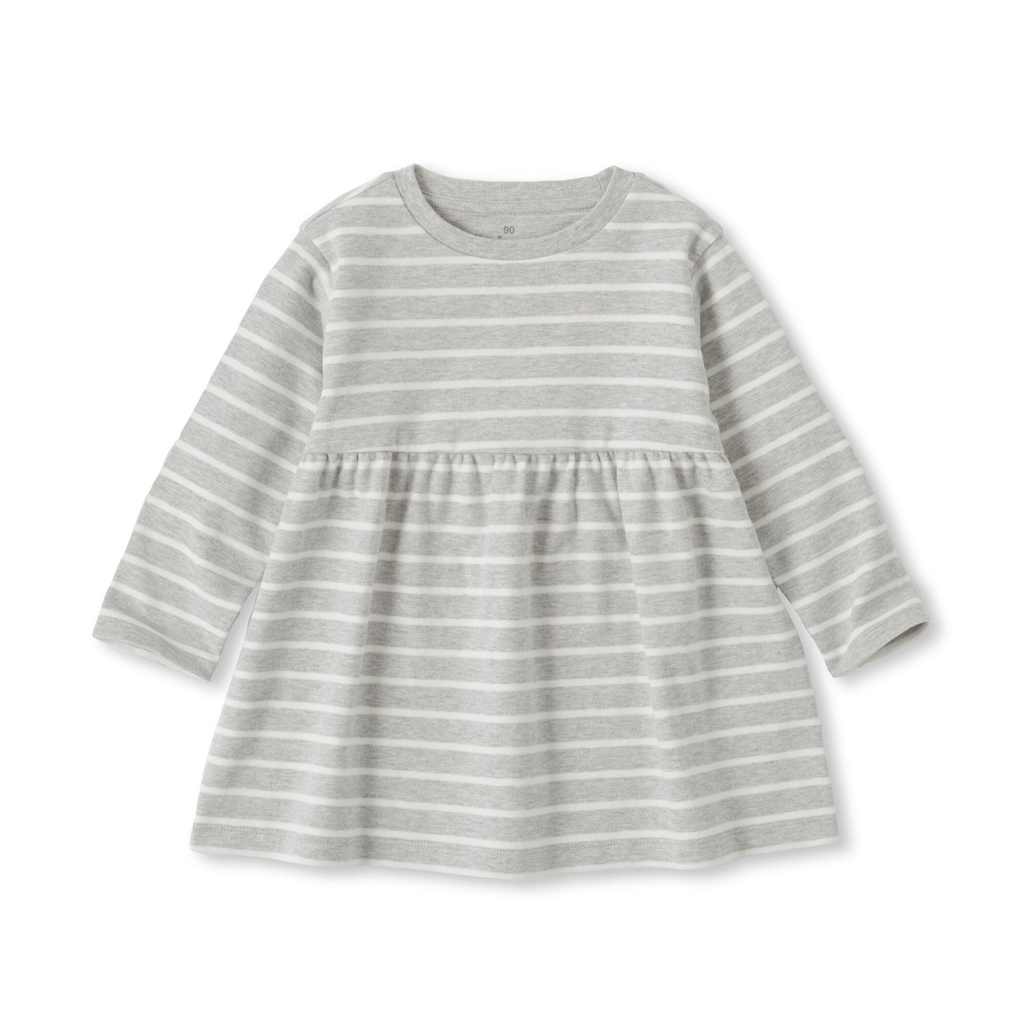 ベビー　あたまするっと　両面起毛クルーネック長袖チュニック