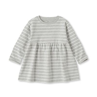 ベビー　あたまするっと　両面起毛クルーネック長袖チュニック