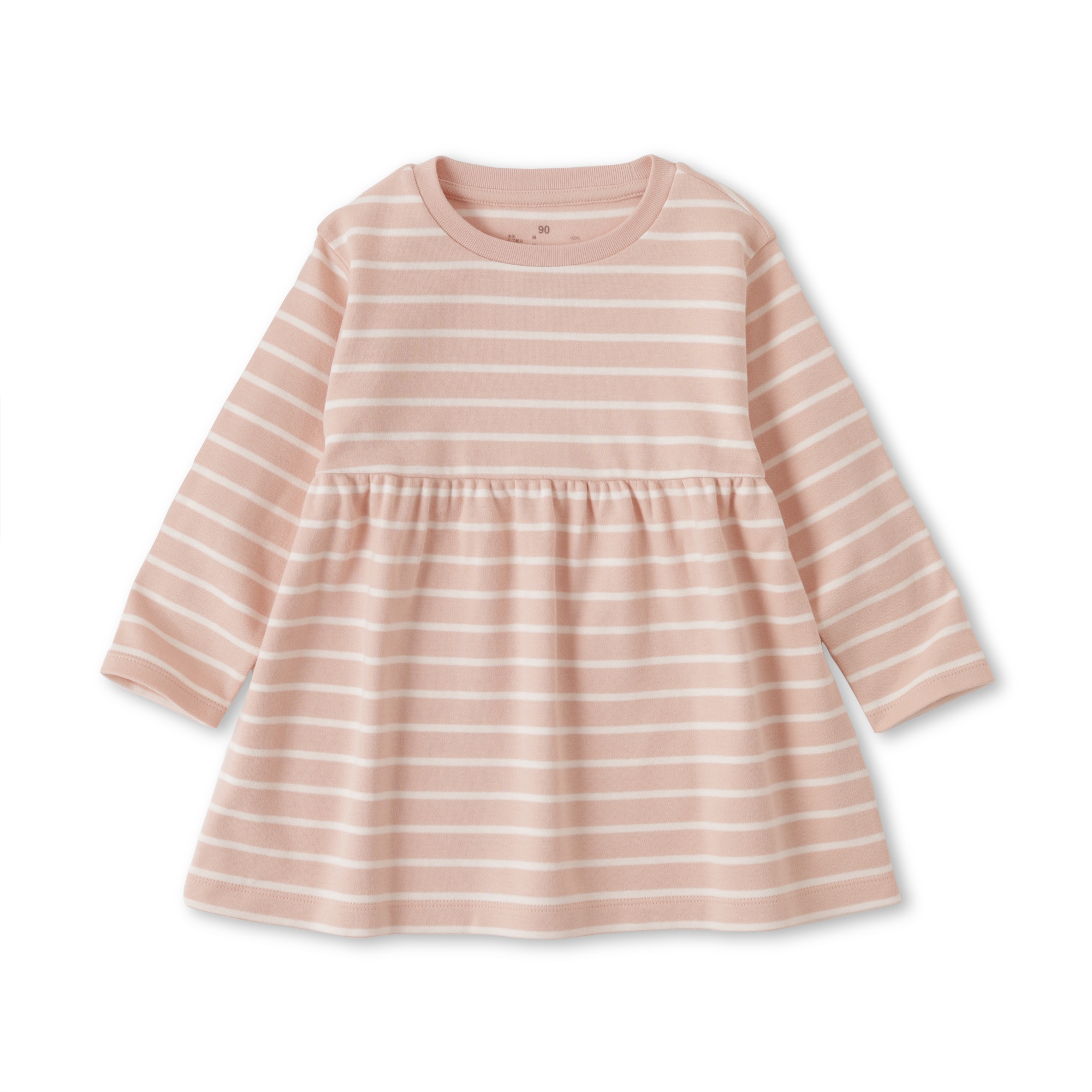 ベビー　あたまするっと　両面起毛クルーネック長袖チュニック