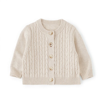 ベビー　洗えるニットクルーネックカーディガン
