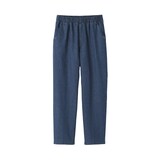 婦人　洗いざらし　デニムイージーテーパードパンツ