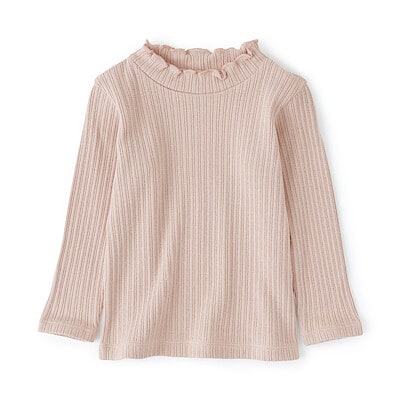 ベビー　ストレッチジャカード編みハイネック長袖Ｔシャツ