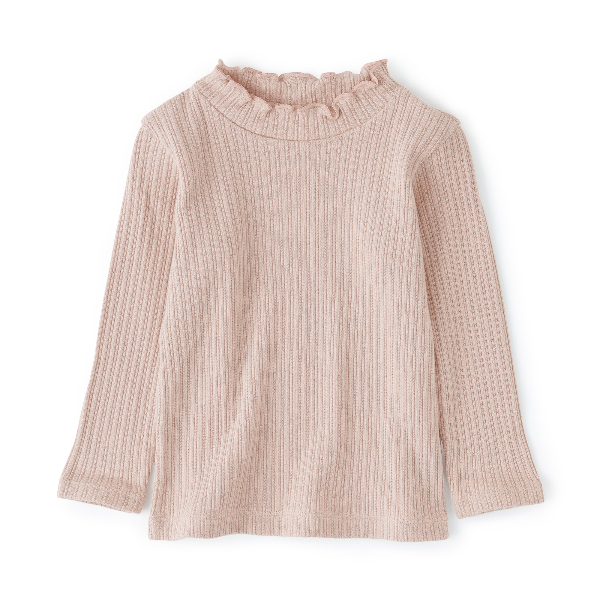 ベビー　ストレッチジャカード編みハイネック長袖Ｔシャツ