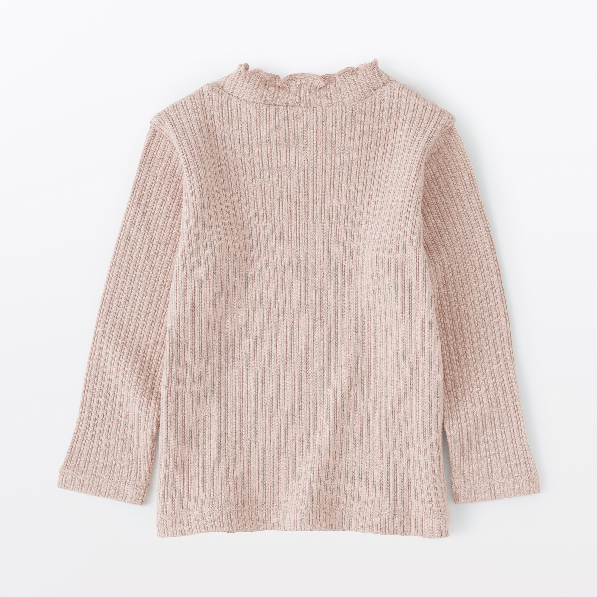 ベビー　ストレッチジャカード編みハイネック長袖Ｔシャツ