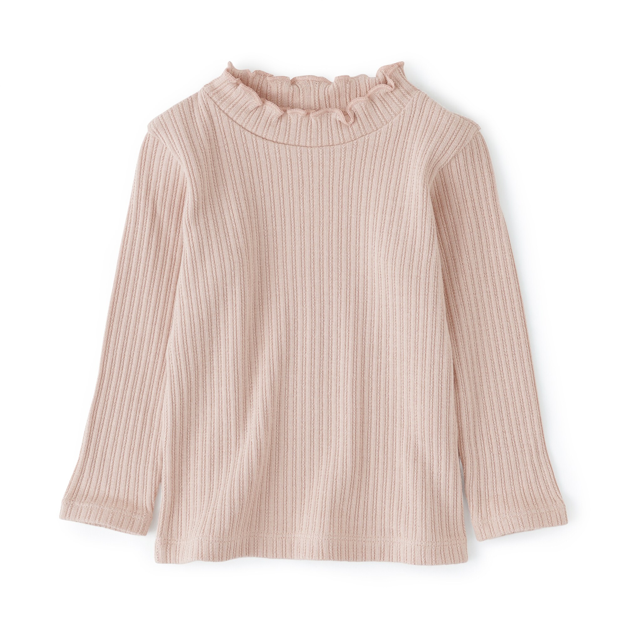 ベビー　ストレッチジャカード編みハイネック長袖Ｔシャツ