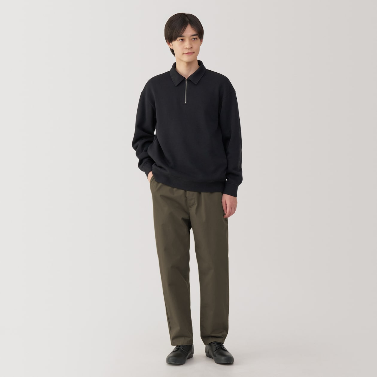 紳士　洗いざらしコットンイージーパンツ