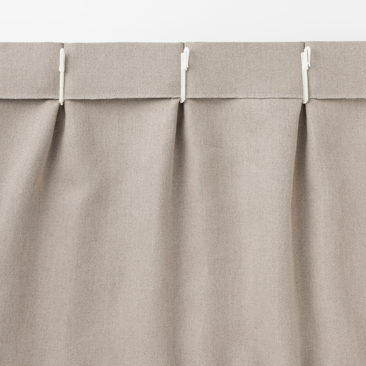 麻平織太番手プリーツカーテン／オフ白