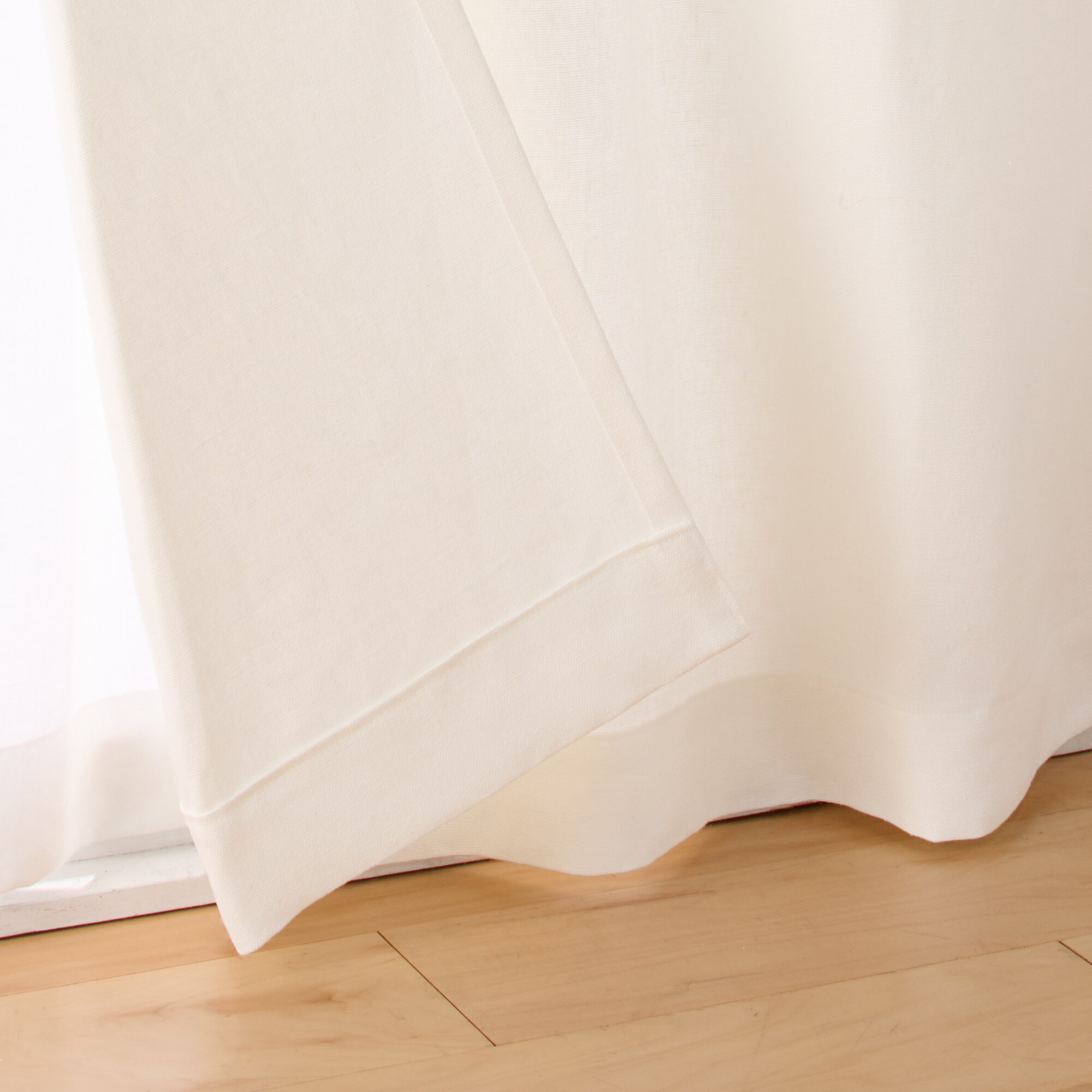麻平織太番手ノンプリーツカーテン／オフ白