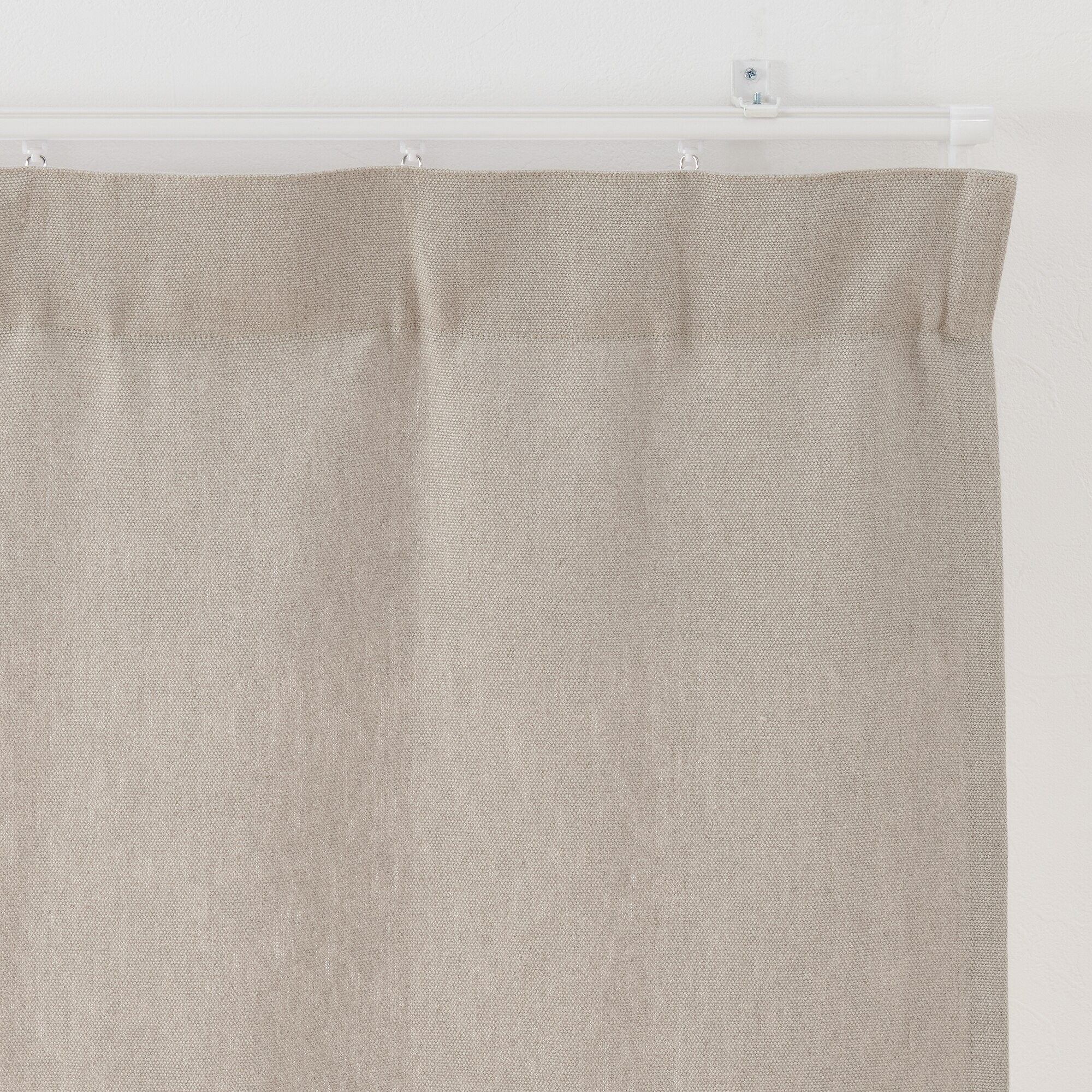 麻平織太番手ノンプリーツカーテン／オフ白