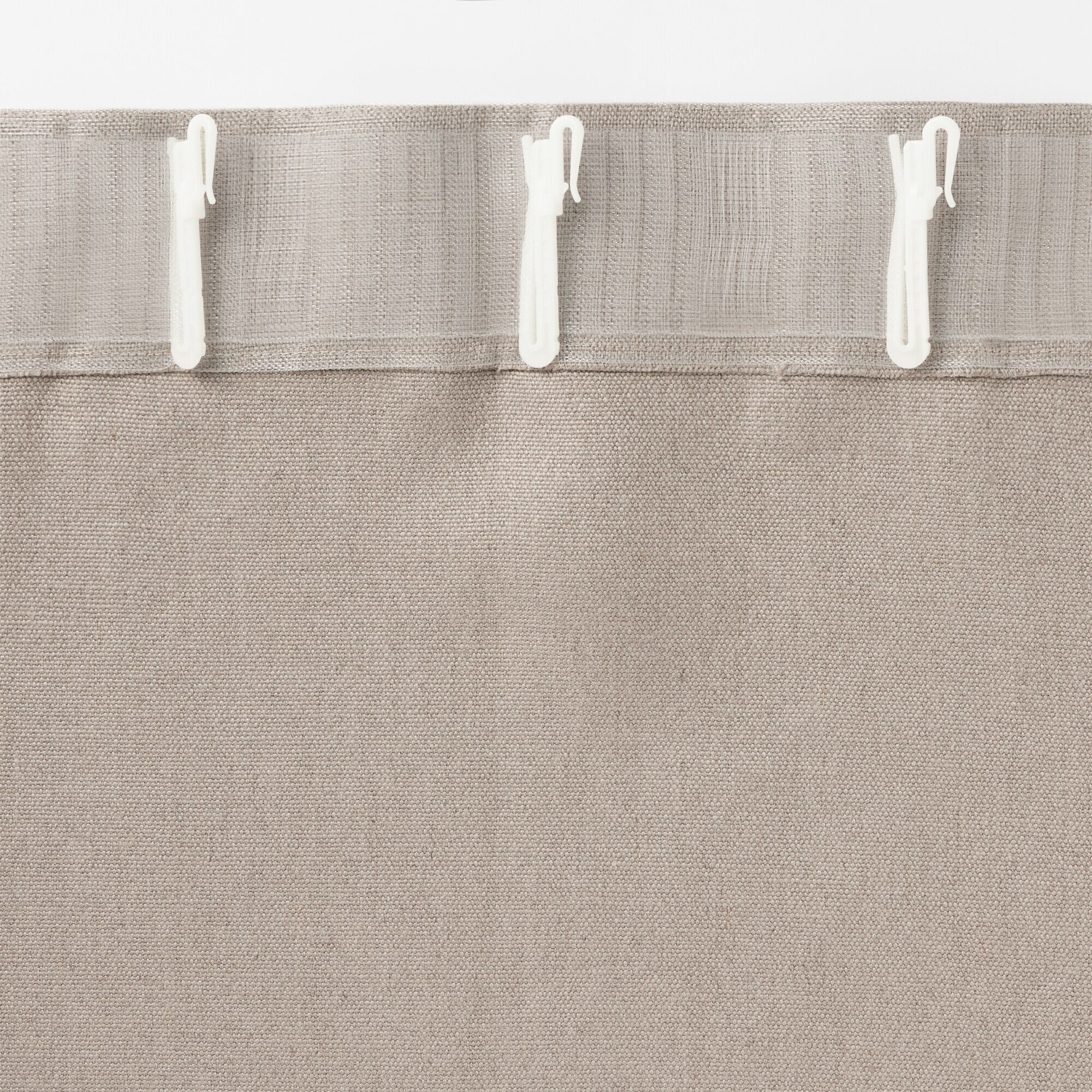 麻平織太番手ノンプリーツカーテン／オフ白