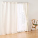 麻平織太番手ノンプリーツカーテン／オフ白