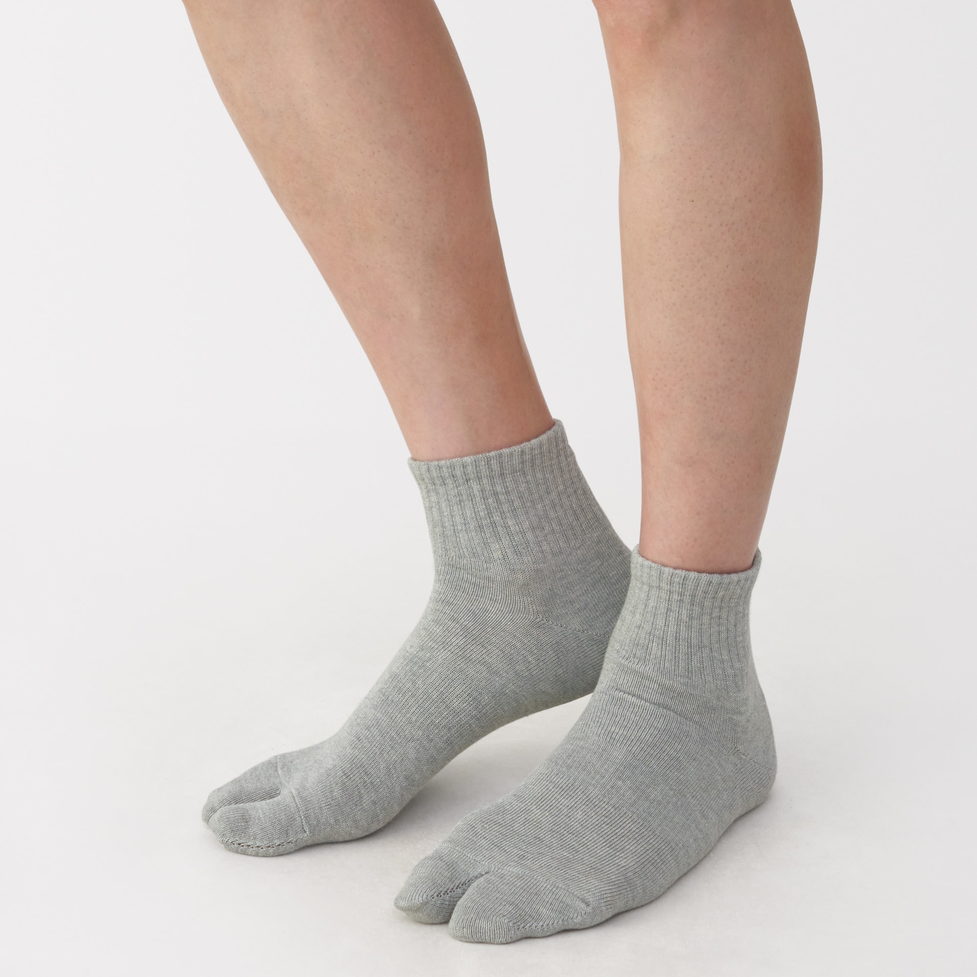 紳士　足なり直角　たび型ショート丈靴下　※杢色