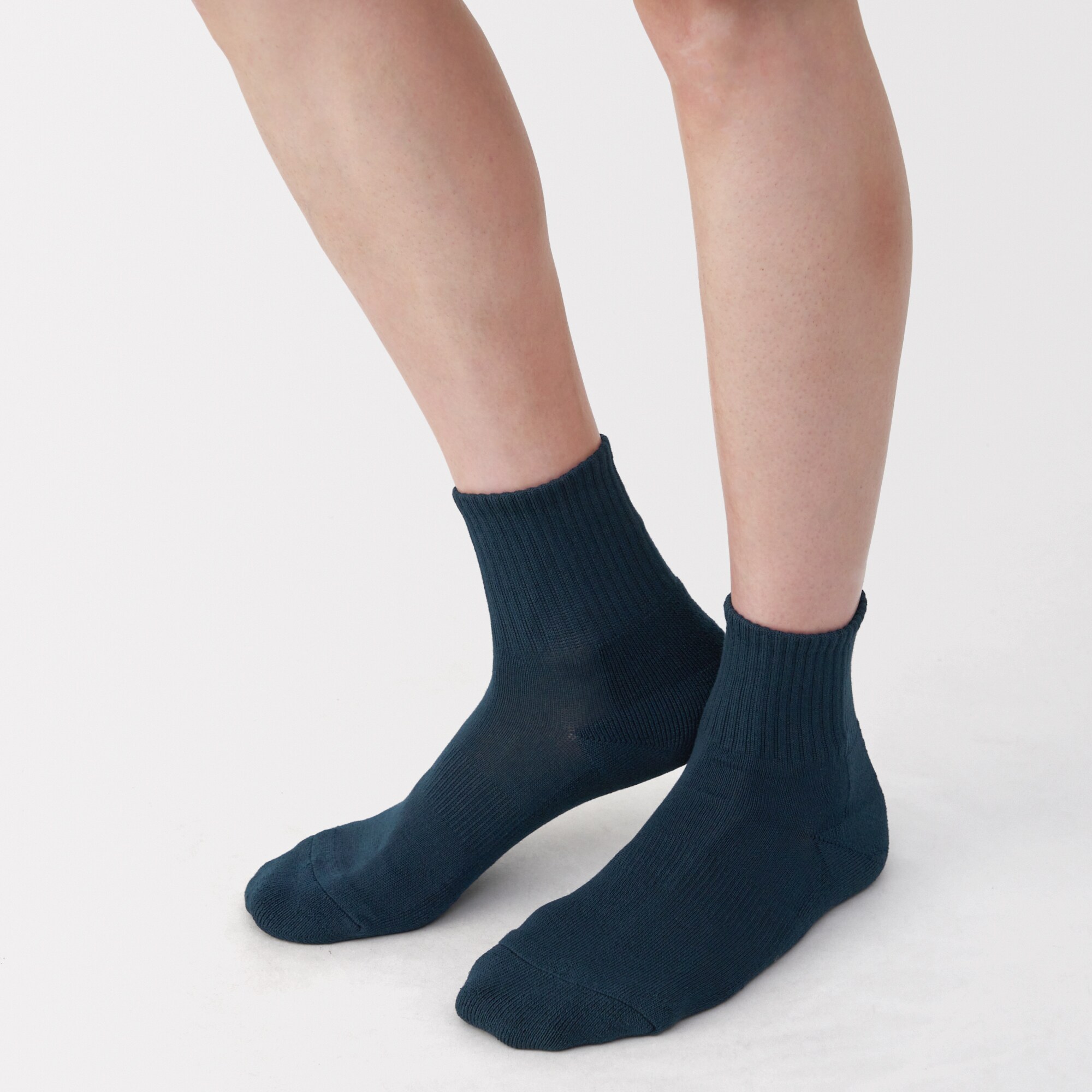 紳士　足なり直角　パイル編み　ショート丈靴下（無地）