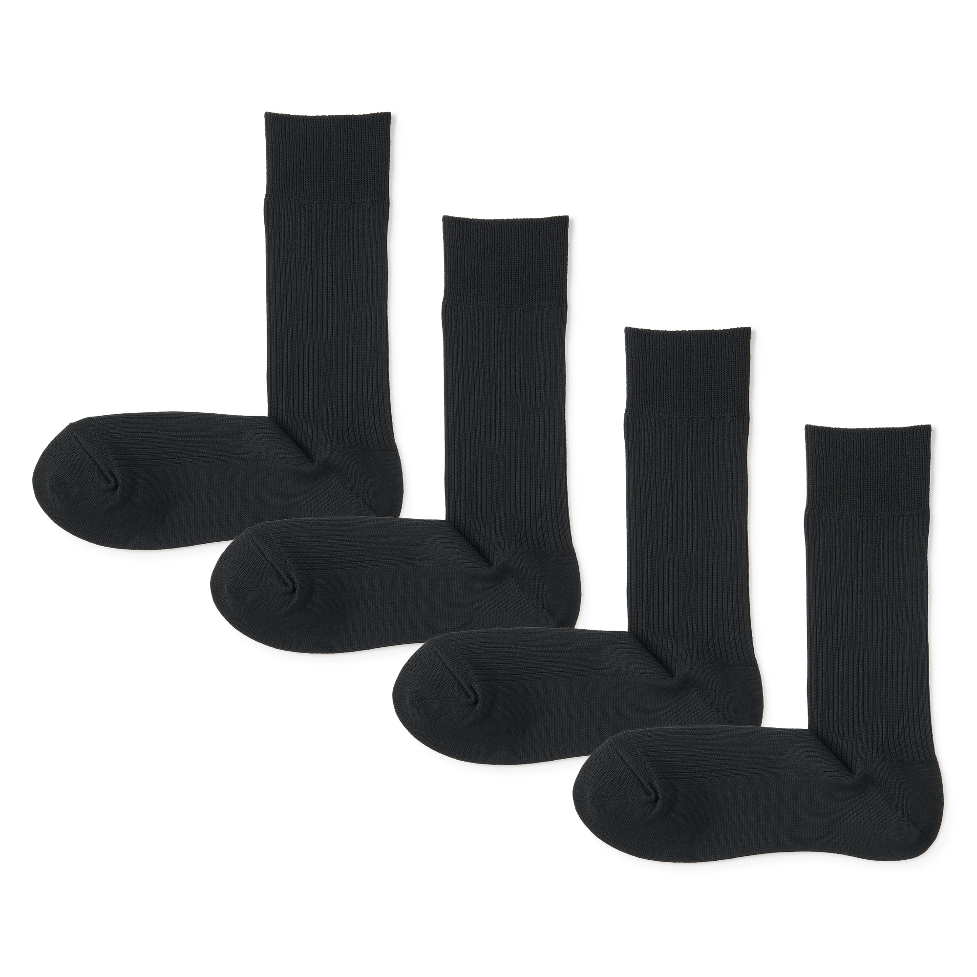 紳士　足なり直角　リブ編み靴下（４足組）