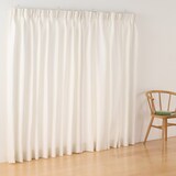 麻平織太番手プリーツカーテン２倍ヒダ／オフ白