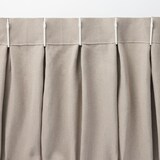 麻平織太番手プリーツカーテン２倍ヒダ／オフ白