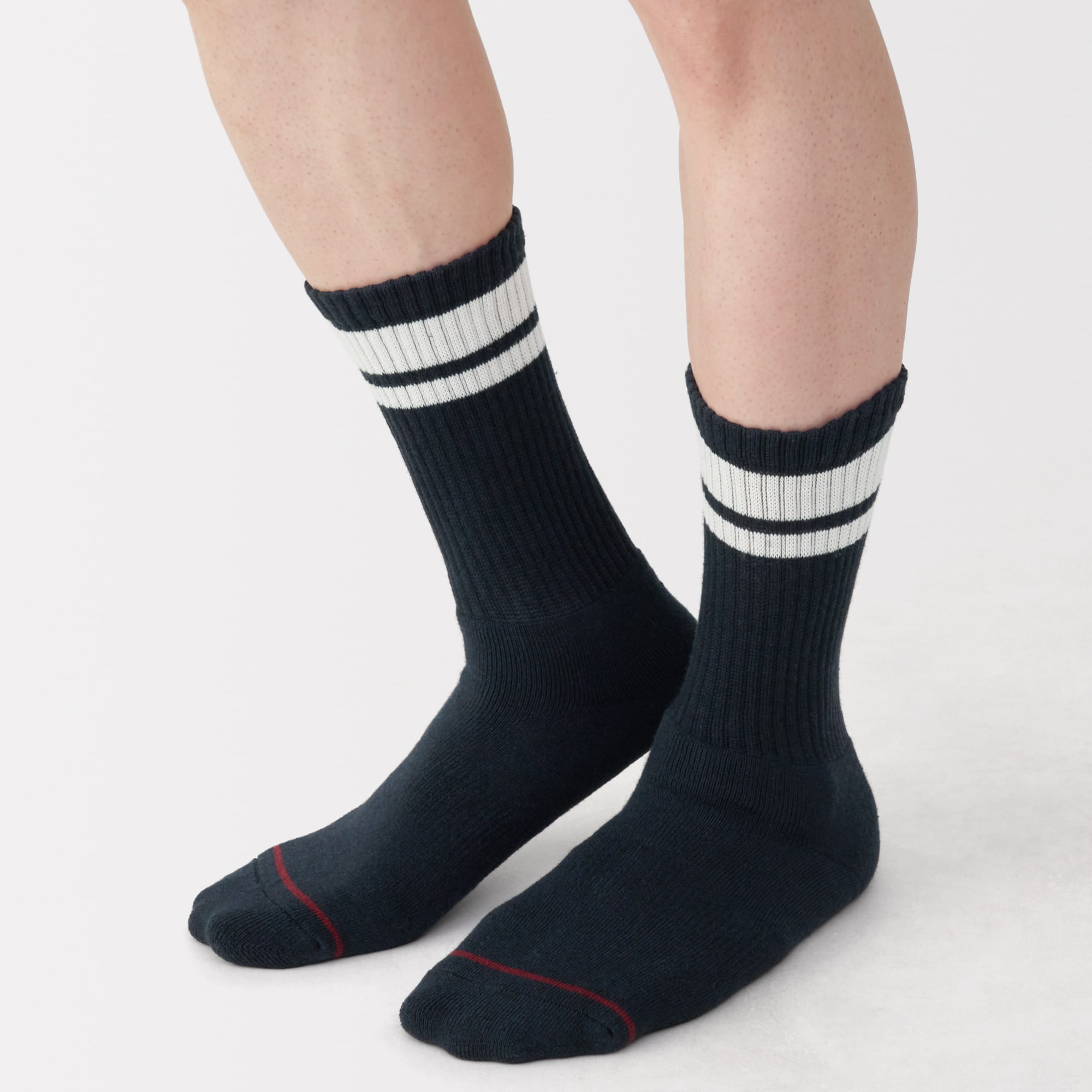 紳士　足なり直角　あったか綿　厚手靴下（ウール入り・ライン）