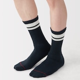 紳士　足なり直角　あったか綿　厚手靴下（ウール入り・ライン）