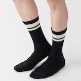 紳士　足なり直角　あったか綿　厚手靴下（ウール入り・ライン）