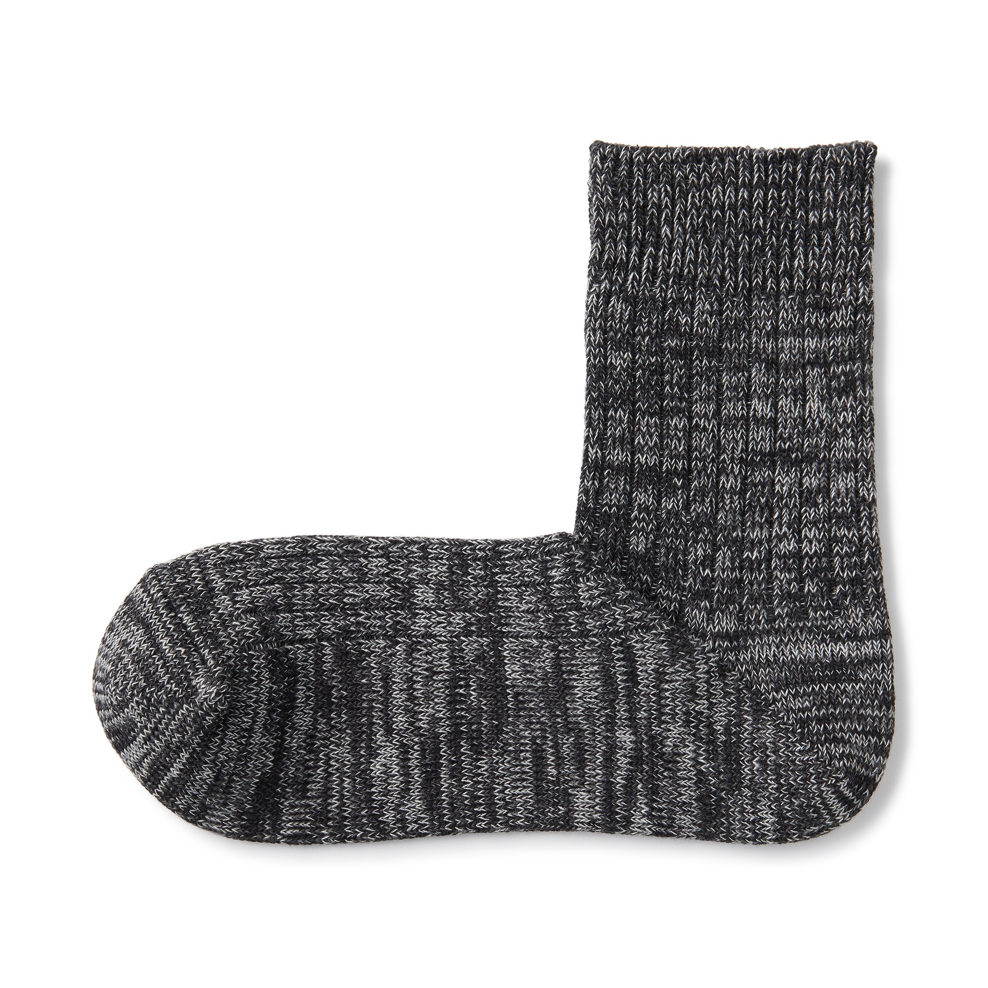 紳士　足なり直角　リブ編み　厚手ショート丈靴下