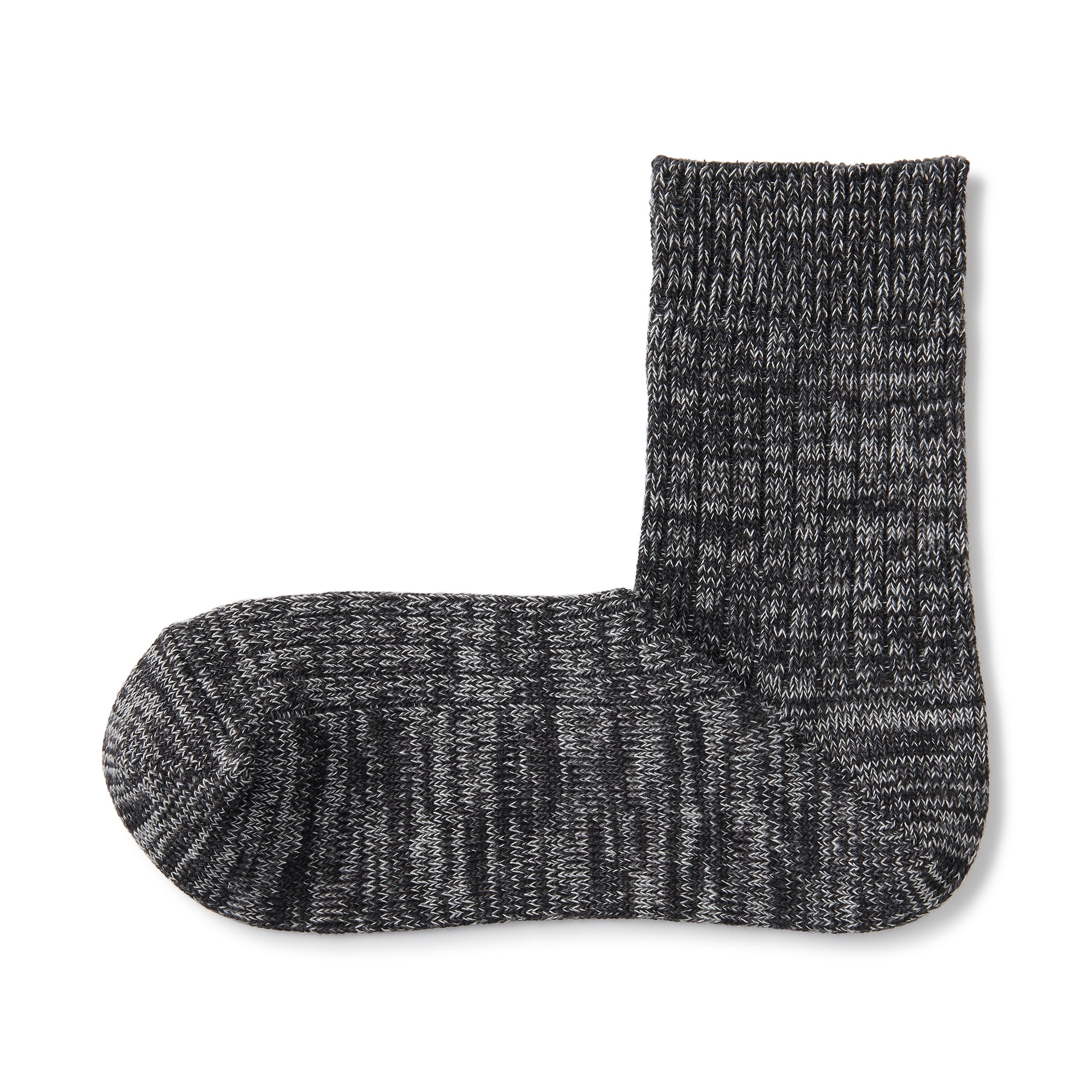 紳士　足なり直角　リブ編み　厚手ショート丈靴下